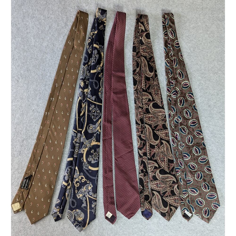 Chloe Mercedes Lanvin Liberty Oscar De La Renta Designer Neck Tie Lot of 5 Silk‎